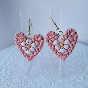 Elegant Floral Heart Earrings